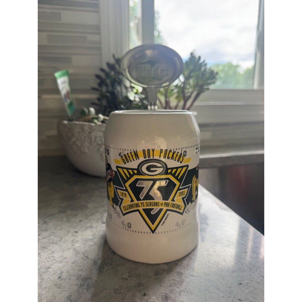 Vintage Green Bay Packers 1993 75th Anniversary Miller Lite Beer Stein Ceramic